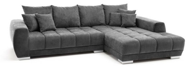 Iwaniccy Wohnlandschaft 8 Kissen, Waffelsteppung, Strukturstoff anthrazit - 300x86x215 (BxHxT) Bild 4