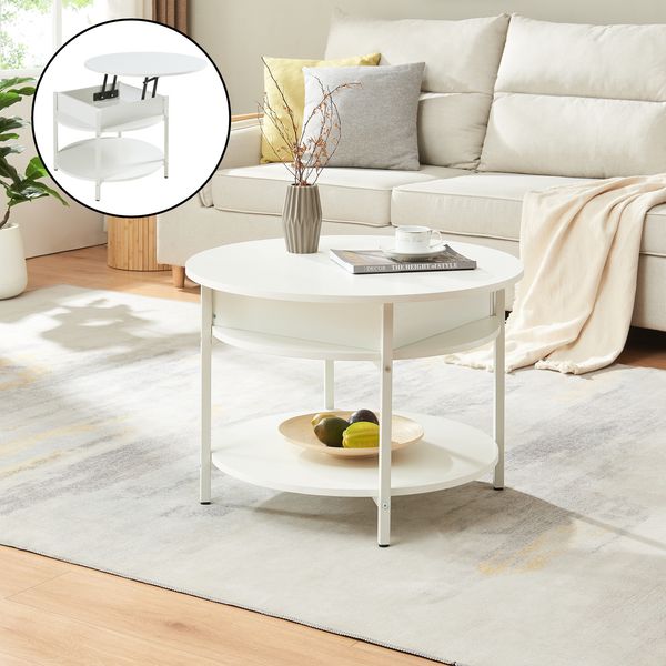 Couchtisch Kandas mit Hebeplatte 70x49 cm Weiß [en. casa]