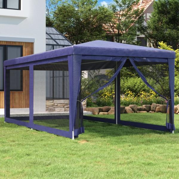 vidaXL Partyzelt mit 6 Mesh-Seitenwänden Blau 3x6 m HDPE 319237