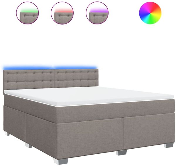 vidaXL Boxspringbett mit Matratze Taupe 180x200 cm Stoff 3288285 Bild 2