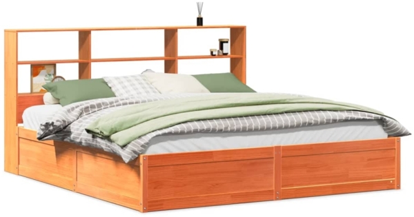 vidaXL Massivholzbett ohne Matratze Wachsbraun 200x200 Kiefernholz 3323445
