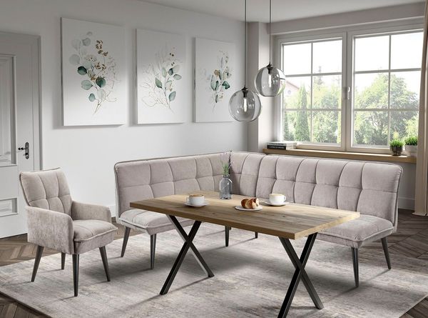 exxpo - sofa fashion Eckbank Mocca Essbank, Sitzbank, hoher Sitzkomfort, bequem und elegant, hochwertige Detailverarbeitung