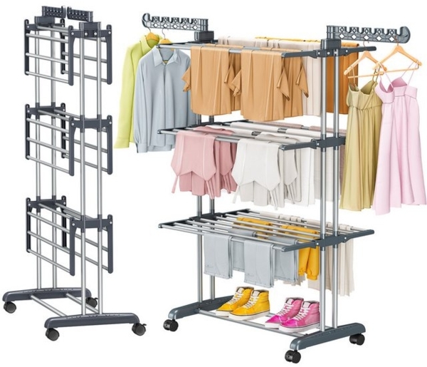 POPOLIC Wäscheständer Wäscheständer mit großer Kapazität – abnehmbar mit Universalrädern Bild 4