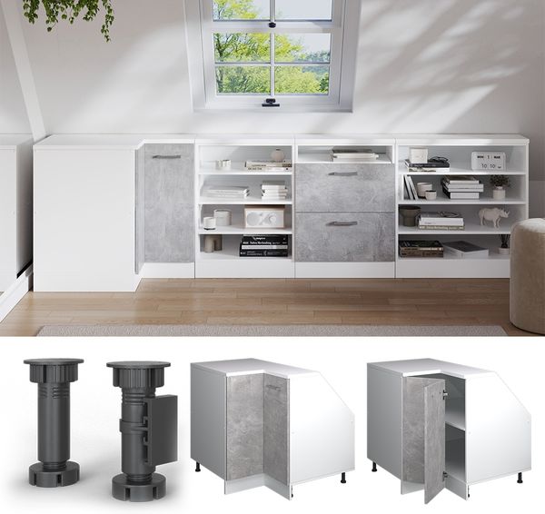 Dachschrägenschrank Eckschrank Rion Beton 75.6 x 81.6 cm mit 1 Tür, Schrankkorpus 60 cm Tiefe Vicco Bild 5