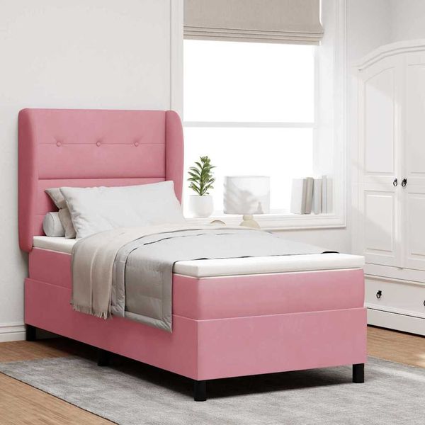 vidaXL Boxspringbett mit Matratze mit Kopfteil Rosa 200 x 80 cm Samt 3340903