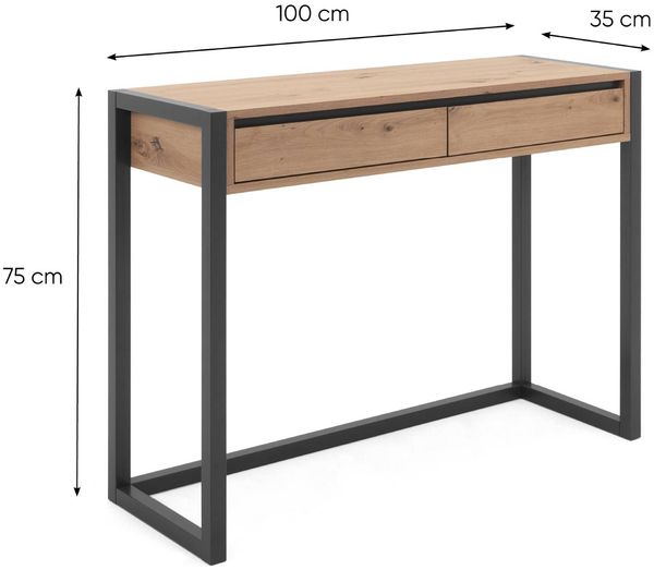 Homestyle4u Konsolentisch, Spanplatte natur / schwarz, 100 x 75 x 35 cm Bild 4