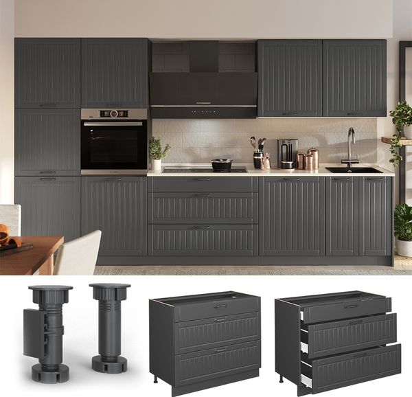 Küchenunterschrank Fame-Line Dunkelgrau/Anthrazit 100 cm, AP Marmor Vicco Bild 4