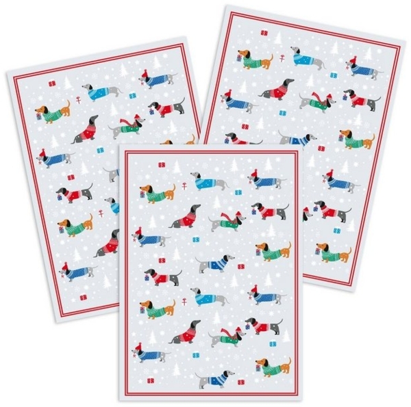 Kracht Geschirrtuch Weihnachtsdackel, (Set, 3-tlg, Set), 3er Pack Geschirrtücher (3 Stück), ca. 50 x 70 cm, Halbleinen bedruckt Bild 2