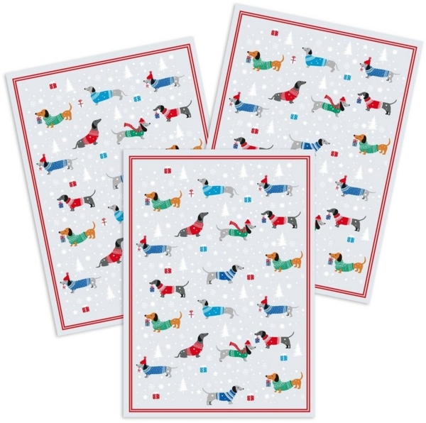 Kracht Geschirrtuch Weihnachtsdackel, (Set, 3-tlg, Set), 3er Pack Geschirrtücher (3 Stück), ca. 50 x 70 cm, Halbleinen bedruckt Bild 3