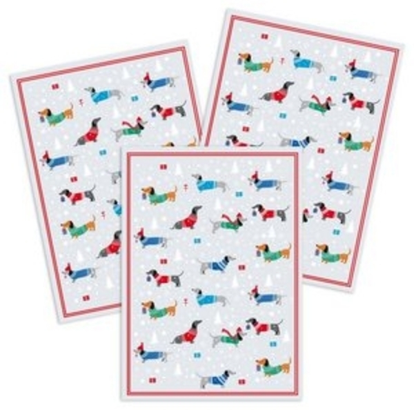 Kracht Geschirrtuch Weihnachtsdackel, (Set, 3-tlg, Set), 3er Pack Geschirrtücher (3 Stück), ca. 50 x 70 cm, Halbleinen bedruckt Bild 4