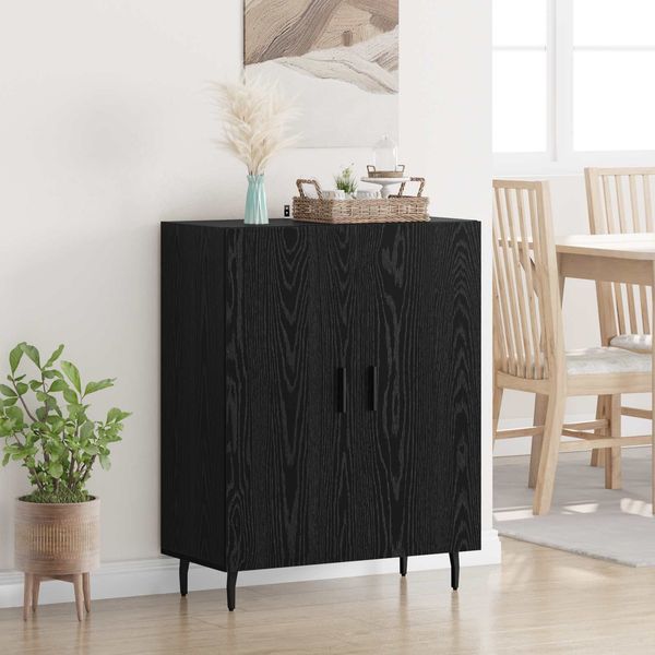 vidaXL Sideboard Schwarz Eichen-Optik 69,5 x 34 x 90 cm Holzwerkstoff 881479