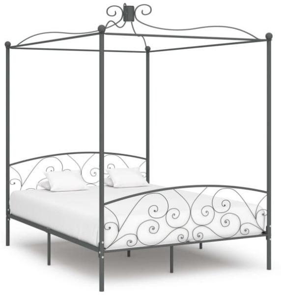 Himmelbett-Gestell Grau Metall, 180 x 200 cm