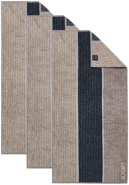 JOOP! Handtuch Classic / Infinity Kollektion, 3er Pack - Walkfrottier Grau Signature Lines 50x100cm