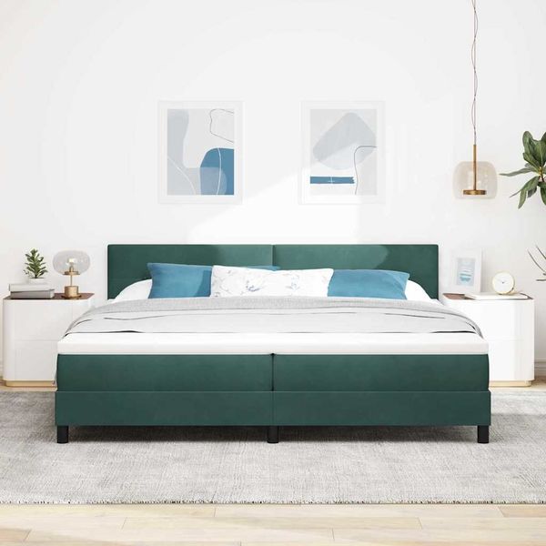 vidaXL Boxspringbett mit Matratze Dunkelgrün 200 x 200 cm Samt 3339197