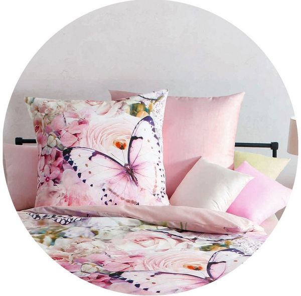 Kaeppel Wendebettwäsche 155x220 cm Butterfly Dreams Rosé, Mako-Satin, 2 teilig, hochwertiger Digitaldruck mit elegantem Schmetterlingsmotiv, Baumwolle Bild 4