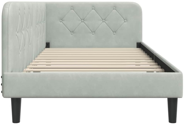 vidaXL Eckbettgestell mit Kopfteil Hellgrau 90x200 cm Samt 42016606 Bild 5