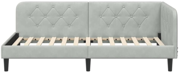 vidaXL Eckbettgestell mit Kopfteil Hellgrau 90x200 cm Samt 42016606 Bild 4