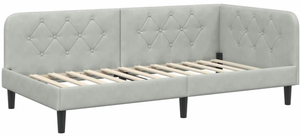 vidaXL Eckbettgestell mit Kopfteil Hellgrau 90x200 cm Samt 42016606 Bild 1