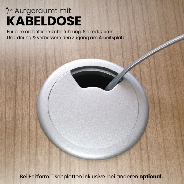 bümö elektrisch höhenverstellbarer Schreibtisch Ahorn 180x80 cm, Gestell: Graphit - Büroschreibtisch höhenverstellbar elektrisch, elektrischer Bürotisch & Gaming Tisch, Stehschreibtisch, XMST-19-3-G Bild 9