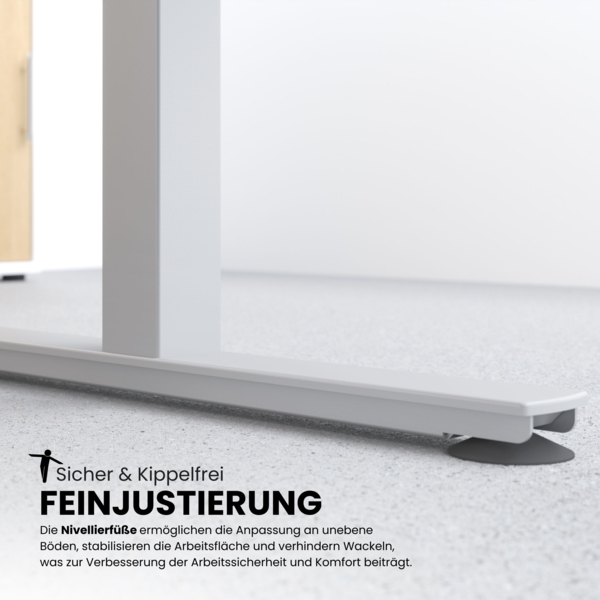 bümö elektrisch höhenverstellbarer Schreibtisch Ahorn 180x80 cm, Gestell: Graphit - Büroschreibtisch höhenverstellbar elektrisch, elektrischer Bürotisch & Gaming Tisch, Stehschreibtisch, XMST-19-3-G Bild 4