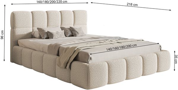 Selsey 'Cloudy' Polsterbett 160x200 mit Bouclé-Bezug, hellbeige Bild 5