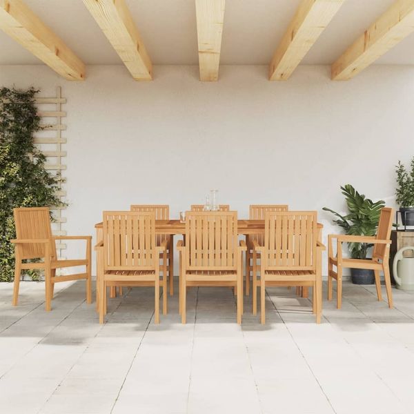 vidaXL Gartenstühle 8 Stk. Stapelbar 56,5x57,5x91 cm Massivholz Teak 3157903