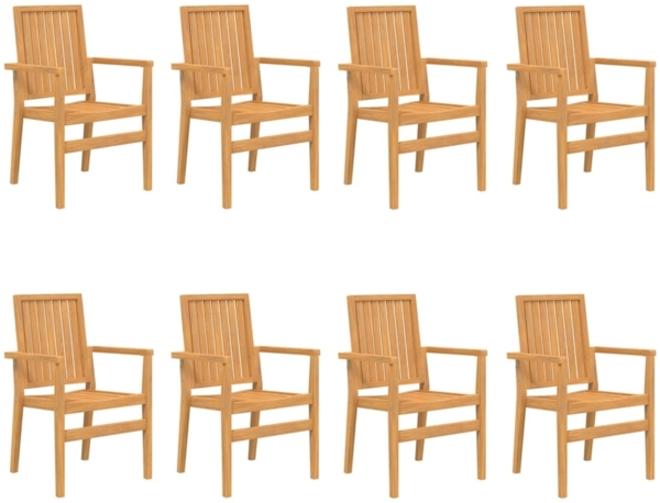 vidaXL Gartenstühle 8 Stk. Stapelbar 56,5x57,5x91 cm Massivholz Teak 3157903