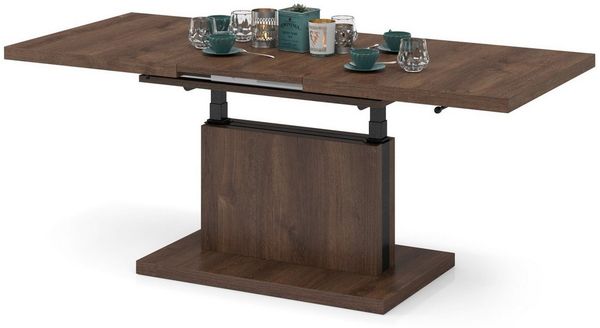 Mazzoni Couchtisch Aston Eiche dunkel stufenlos höhenverstellbar ausziehbar 120-200cm, Funktionstisch, Wohnzimmertisch, Tisch, Esstisch, Sofatisch