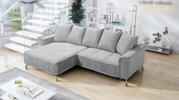 Ecksofa Schlafsofa Sofa FLORENCE Stoff Bubble Grau Ottomane Links