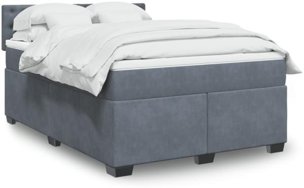 vidaXL Boxspringbett mit Matratze Dunkelgrau 140x190 cm Samt 3286319