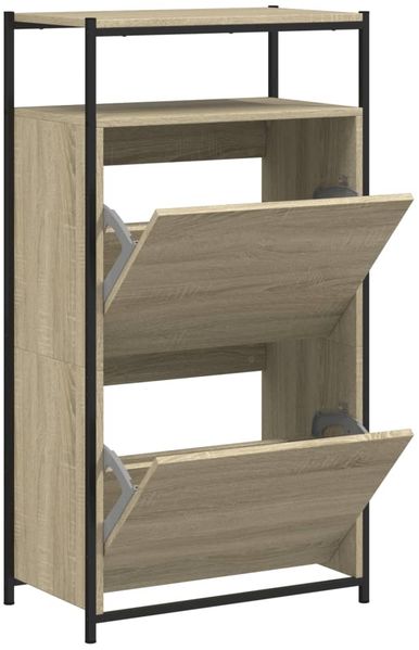 Schuhschrank, Schuhkipper für Flur, modern Sonoma-Eiche 60x34x112 cm Holzwerkstoff