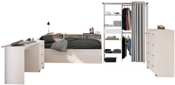 Kinderzimmer Set Parisot Sleep 4-tlg. Holzdekor Weiß/Eiche