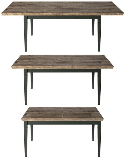 Lomadox Esstisch EPSOM-83, grün mit Lefkas Eiche Nb. 160/79/90 cm