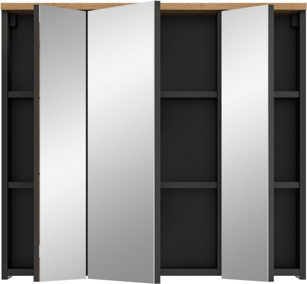 INOSIGN Spiegelschrank REHAT, Breite 80 cm, 3 Spiegeltüren, 6 Einlegeböden Türanschlag der mittleren Tür wechselbar, Grifflose Spiegelfront Bild 3