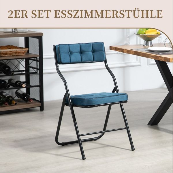 SeedWave Esszimmerstuhl 2er Set Klappstühle aus Metall, mit Gepolsterte Rückenlehne, Sitz, Die Neigung der Rückenlehne von 110°, mit Anti-Rutsch-Pads