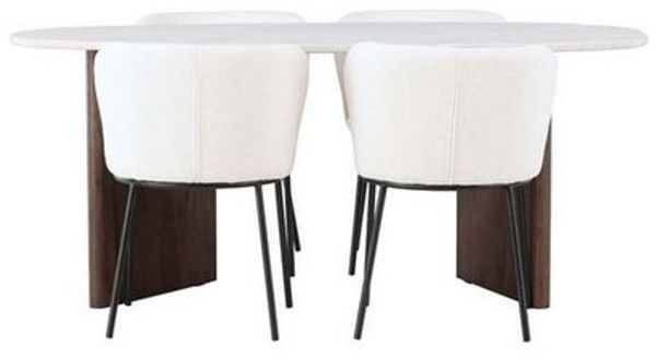 ebuy24 Essgruppe Grönvik Essgruppe Tisch offwhite und 4 Edina Stühl