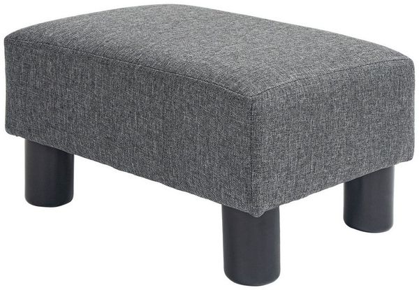 HOMCOM Fußhocker Sitzhocker Hocker mit Leinenoptik (Moderner Polsterhocker, 1 St, Ottomane für Schlafzimmer, Wohnzimmer), 40 x 30 x 24 cm, Dunkelgrau