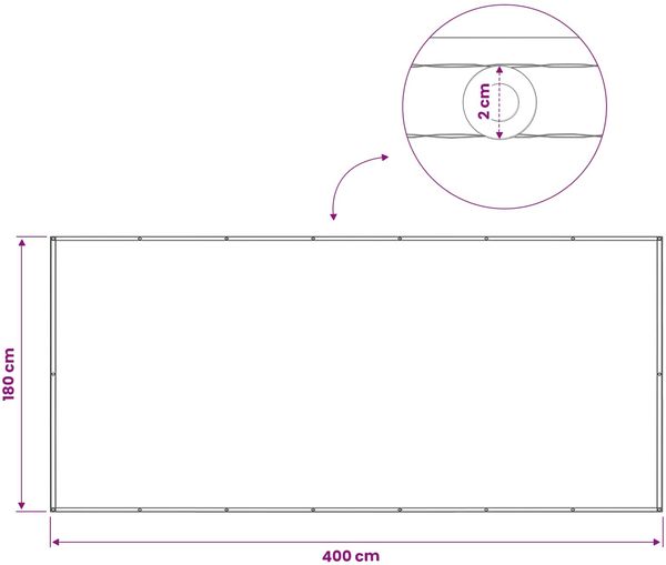vidaXL Balkon Sichtschutz 180 x 400 cm Stoff mit PU-Beschichtung 42036552 Bild 6