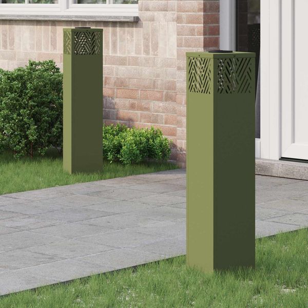 vidaXL Solar LED Weg Licht 2 pcs Olive Grün Kalt gewalzter Stahl 879733