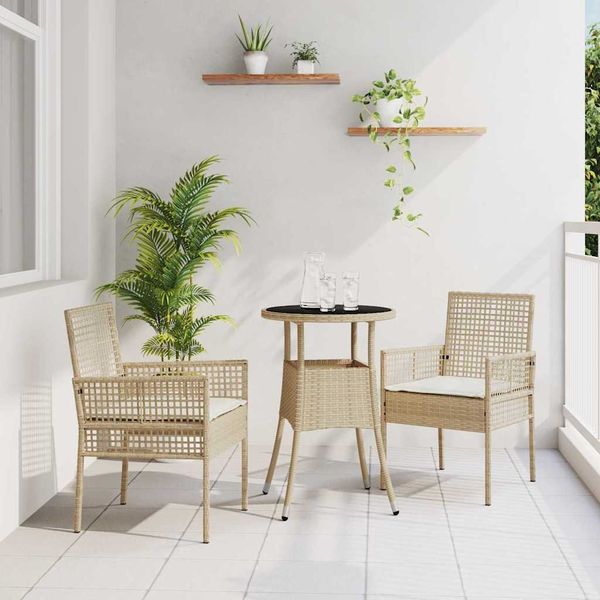 vidaXL Garten Essgruppe 3 pcs Beige Poly-Rattan 3334949