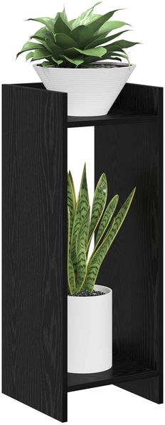 vidaXL Pflanzenständer mit Regal 2 pcs Schwarze Eiche 30 x 30 x 80 cm 899581 Bild 3