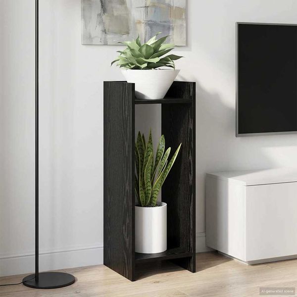 vidaXL Pflanzenständer mit Regal 2 pcs Schwarze Eiche 30 x 30 x 80 cm 899581