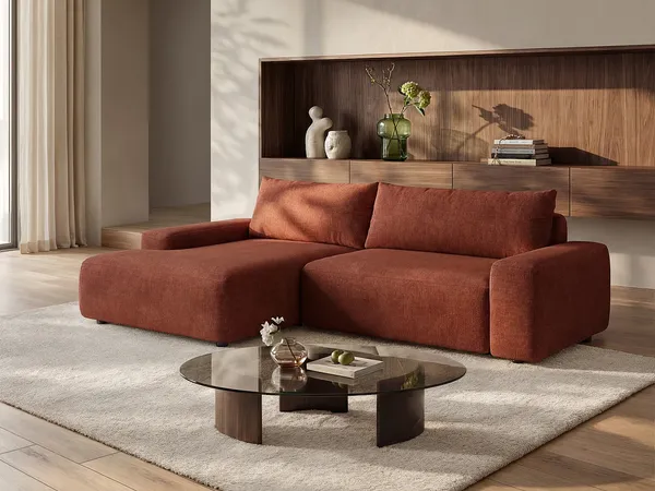 Vente-unique - DAVISO Sofa Stoff Rot - B 162 cm x H 87 cm x L 264 cm