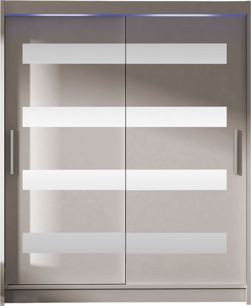 Kleiderschrank Westa XIII, mit RGB LED Beleuchtung, Farbe: Cashmere / Cashmere + Spiegel