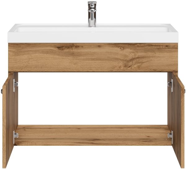 Badplaats Badmöbel Set mit Waschbecken und Unterschrank Paso 01 80 x 40 cm Eiche - Waschbeckenunterschrank mit Waschbecken Bild 2