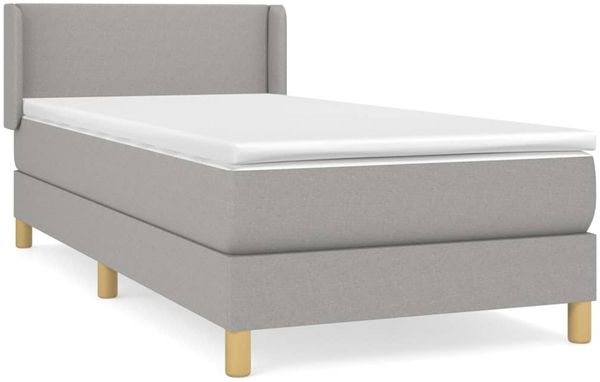Boxspringbett mit Matratze Stoff Hellgrau 90x200 cm, Härtegrad: H2 [3130081] Bild 2