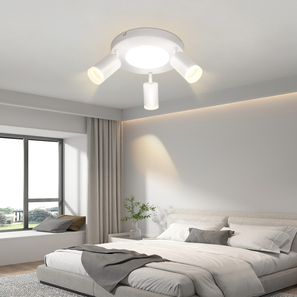 ZMH Deckenleuchte LED Deckenlampe 3 Flammig - Deckenstrahler Weiß Modern Wohnzimmerlampe 3000k GU10 20W Schwenkbar Flurlampe Deckenspot Rund für Schlafzimmer Küchen Büro Bild 7