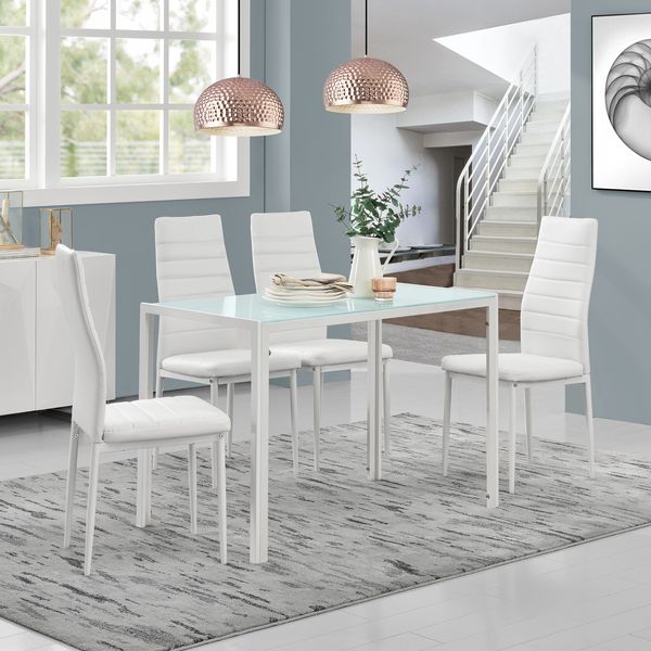 Essgruppe Bergen (Set, 5-tlg) 105x60x75 cm weiß [en. casa]