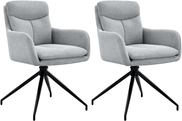 CLP 2er Set Esszimmerstühle Somers Stoff 180° Schwenkfunktion mit Rückenlehne,hellgrau