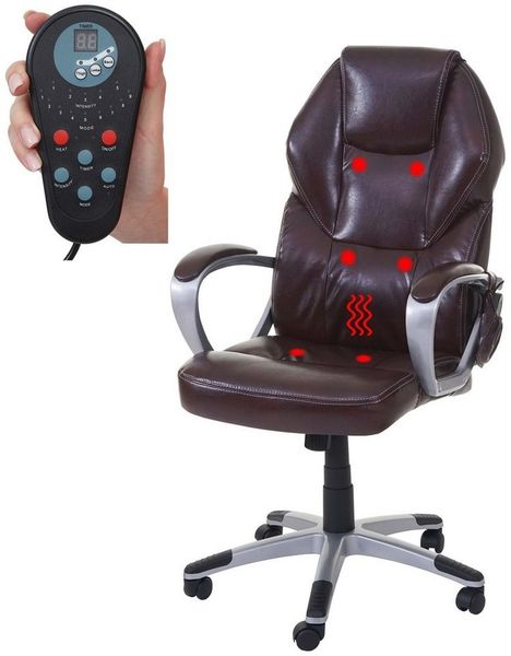 MCW Schreibtischstuhl MCW-A69, 6-Punkt-Massage, Heizfunktion in Rückenlehne, Wippmechanik einstellbar